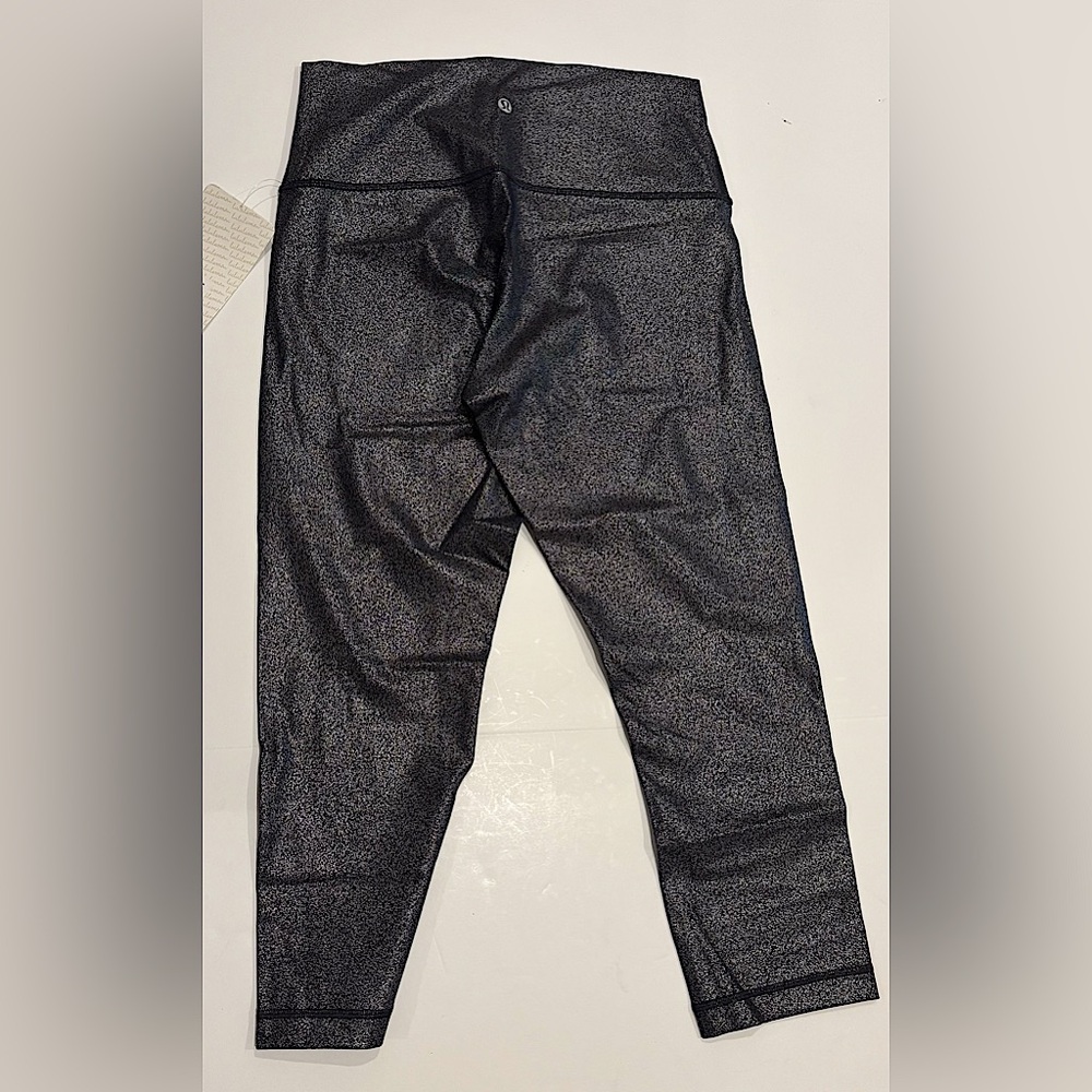 Lululemon Wunder Under Crop HR
leggings- metallic grey/ black- NWT